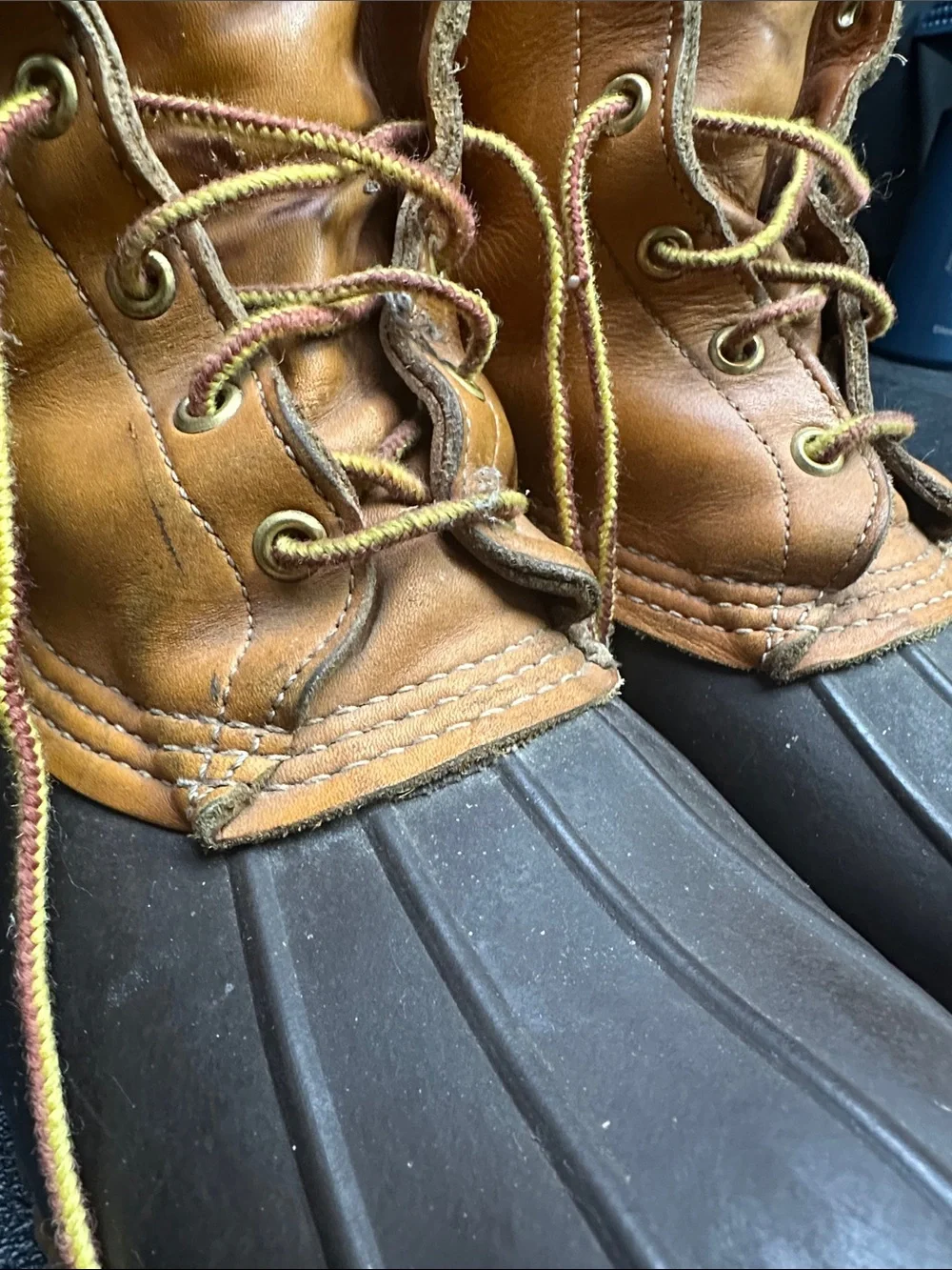 VTG L.L. Bean Maine USA Men’s Two-Tone Brown Tan Waterproof Duck Boots M9